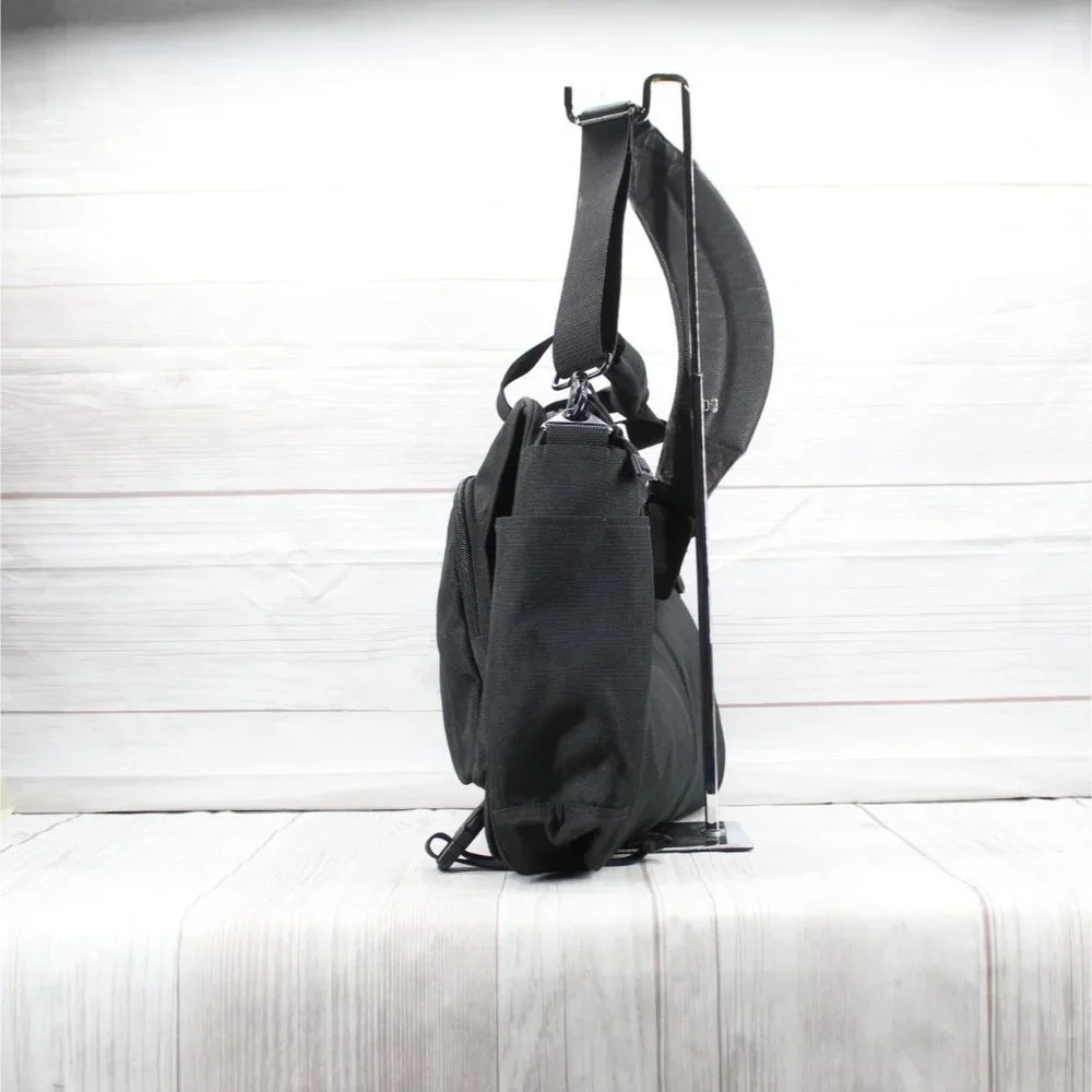 LL Bean Black Nylon Zippered Padded Handle Laptop Carryall Briefcase Bag
